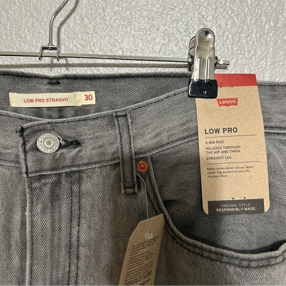 Levis Low Pro Straight Leg Grey Jeans Bleached Distressed NWT NEW​​ - Picture 12 of 13